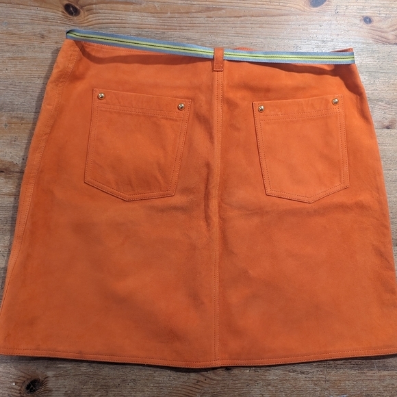 Diane Von Furstenberg orange suede mini skirt medium - Picture 1 of 11